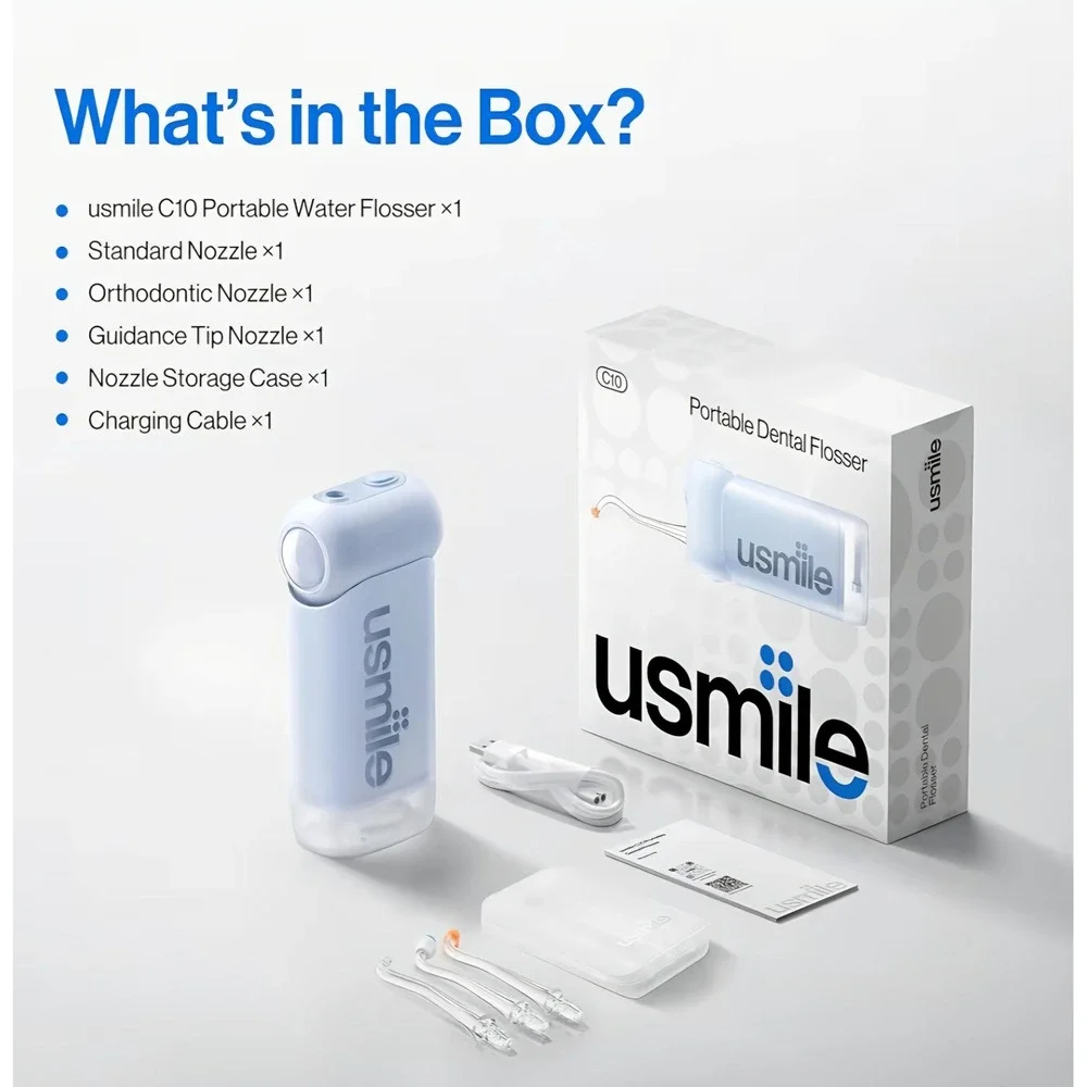 usmile C10 Portable Dental Flosser Water Flosser IPX7 Waterproof Blue New